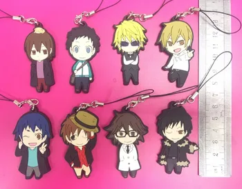 

2018 New Arrival 8pcs/lot Durarara Original Japanese anime figure rubber mobile phone charms/key chain/strap F003