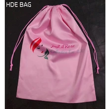 Сатиновые сумки со шнурками Ювелирные изделия/макияж/подарок/Свадебные/вечерние/хранения/пучки волос/Парики/обуви и сумок шелковая ткань мешочек логотип печати