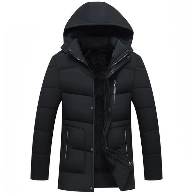

New Winter Coat Men Outwear Plus Velvet Thick Jacket jaqueta masculino Mens Casual Thicken Warm Windproof Hooded Pocket Jackets
