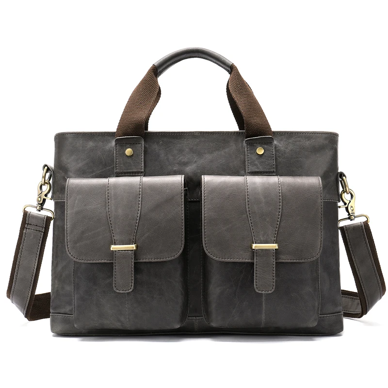 

HOT 2019 Vintage Men's Cow Genuine Leather Briefcase Crazy Horse Leather Messenger Bag Male Laptop Bag Men Business Travel Bag