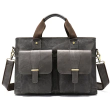 HOT 2019 Vintage Men's Cow Genuine Leather Briefcase Crazy Horse Leather Messenger Bag Male Laptop Bag Men Business Travel Bag yupinxuan vintage crazy horse briefcases men genuine leather messenger bags 14 laptop handbags cow leather business bag russian