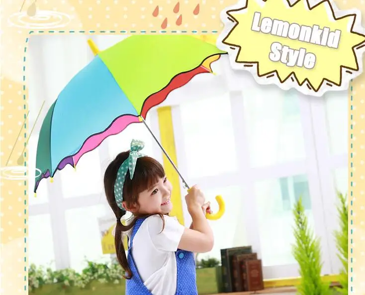 

2017 NEWS Children's Environmental Cartoon Child Umbrella Rainbow Fight Color Umbrella Semi-automatic umbrella