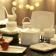 Набор керамической посуды костяного фарфора 58 шт роскошная столовая посуда Jingdezhen Набор тарелок тарелки и миски микроволновые работы