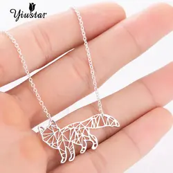 Yiustar милые Очаровательные изделия Fox Оригами Кулон ожерелье полый животных Фокс Цепочки и ожерелья для Для женщин детские подарки для
