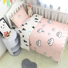 Детский комплект постельного белья из хлопка с мультяшным рисунком, детское постельное белье, пододеяльник, детская кровать, плоский лист, наволочка для новорожденного, декор детской комнаты, комплект детской кровати