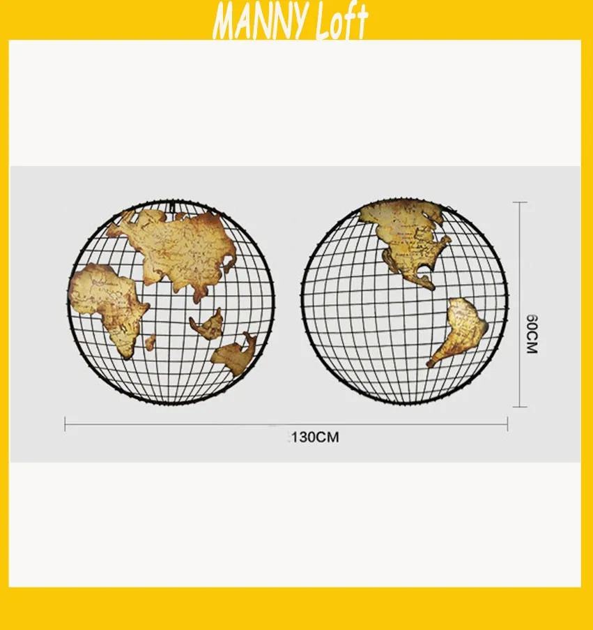 1 комплект Ретро Круглый 3D Карта мира настенные стикеры американский стиль металлик кронштейн настенные украшения Лофт стиль Карта мира настенные украшения