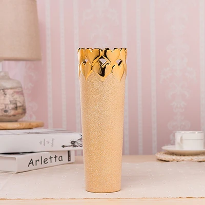 Роскошная блестящая ваза в стиле барокко, позолоченная Цветочная ваза, керамическая ваза из смолы, декоративные вазы, золотое украшение, покрытая металлом ваза - Цвет: D
