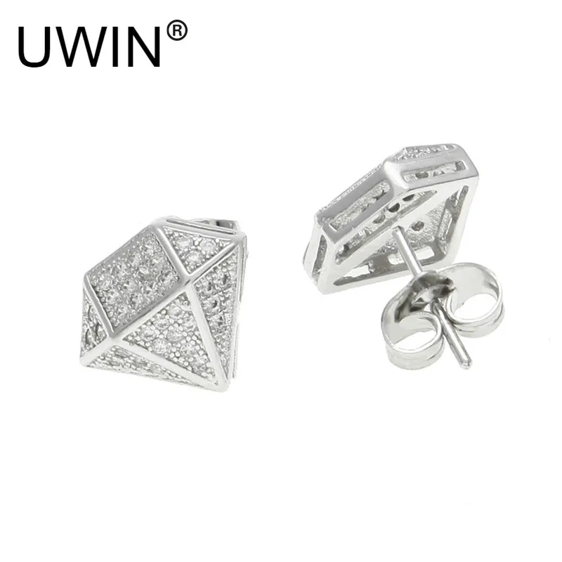 UWIN Новые мужские и женские модные геометрические формы Lced Out Full Zircon свадебное ожерелье со стразами серьги гвоздики хип хоп ювелирные изделия