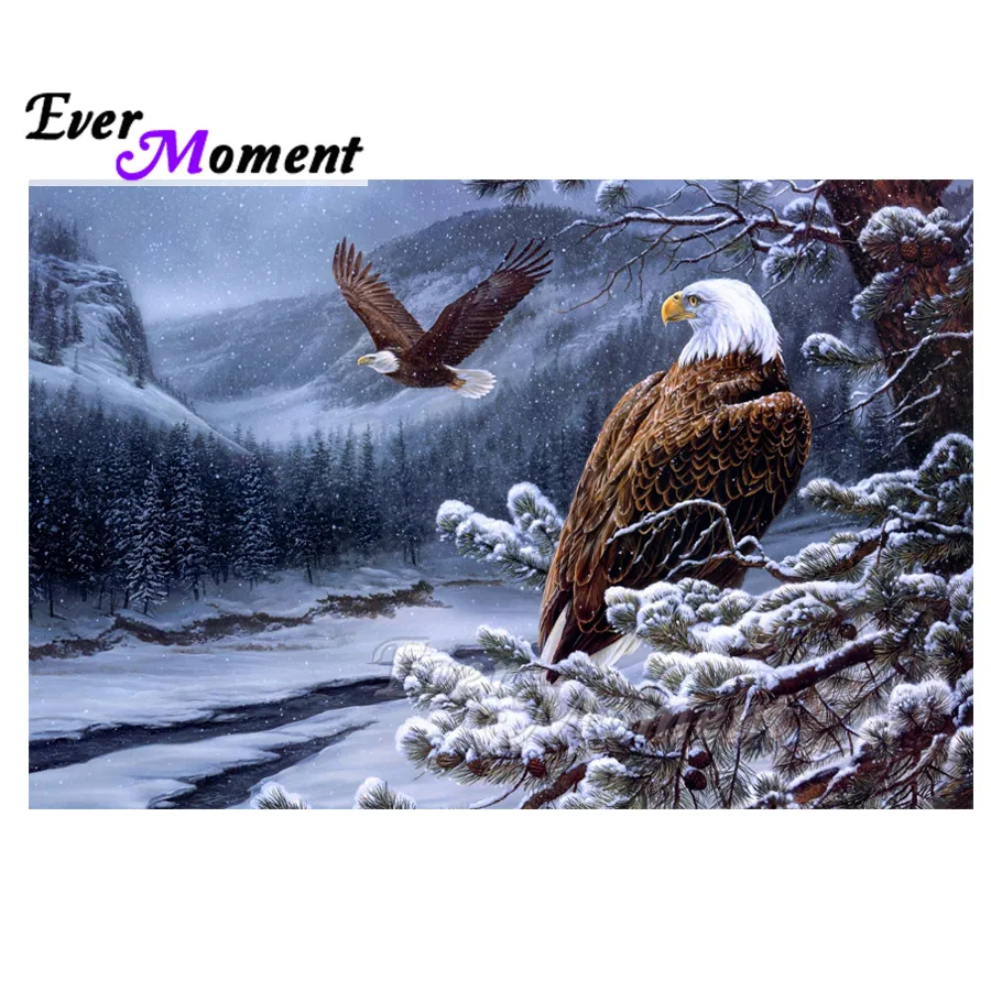 

Ever Moment Diamond Painting Hobby Artwork Mosaic Eagle Flying Snow Winter Bead 5D DIY Diamond Embroidery Decoration 3F1786