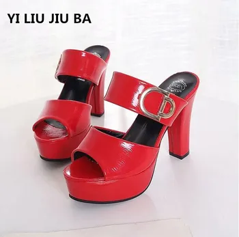 

Fashion Women shoes Slippers Open Toe Flip Flops buckle Tie High Heels Slides Ladies Summer Shoes women Plus Size 33-42 **310