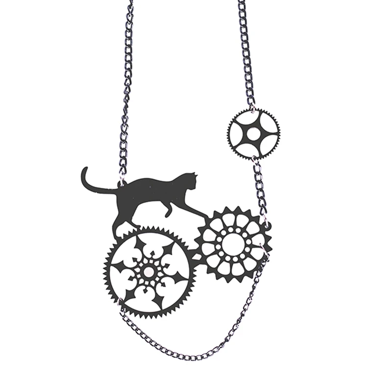 

Funny Europe And United States Exaggerated Tide Brand Non-mainstream Black Cat Necklace