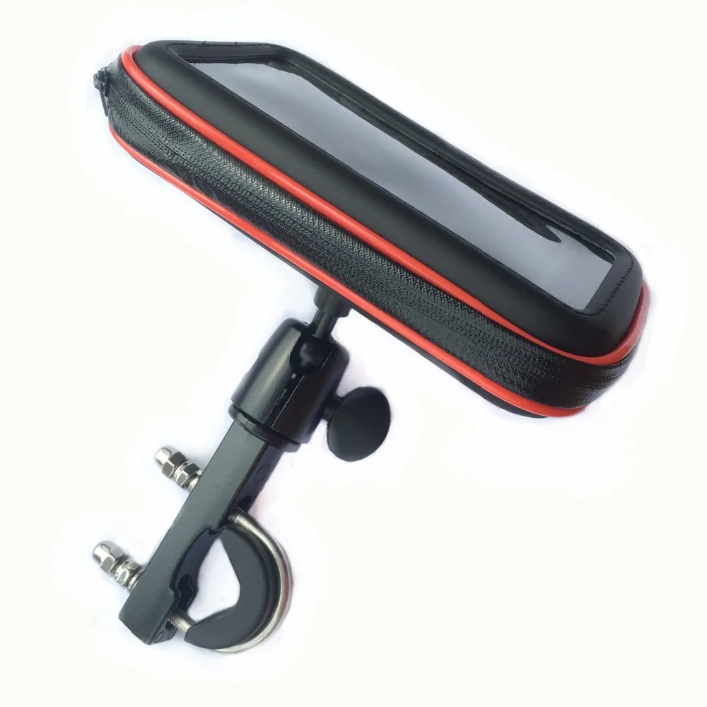

Universal Adjustable Motorcycle Handlebar Phone Holder Support Moto Stand for iPhone GPS w/Upgrade New Waterproof Phone Bag Case