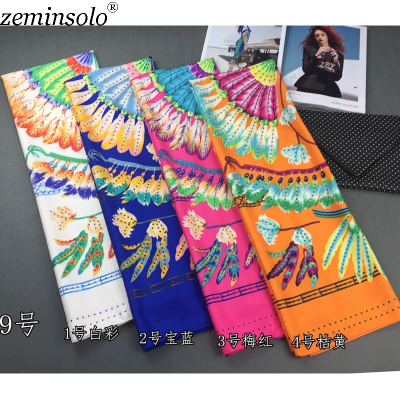 Роскошный брендовый женский шарф модные квадратные атласные шелковые шарфы женские шали из фуляра пляжные накидки шелковые банданы палантины