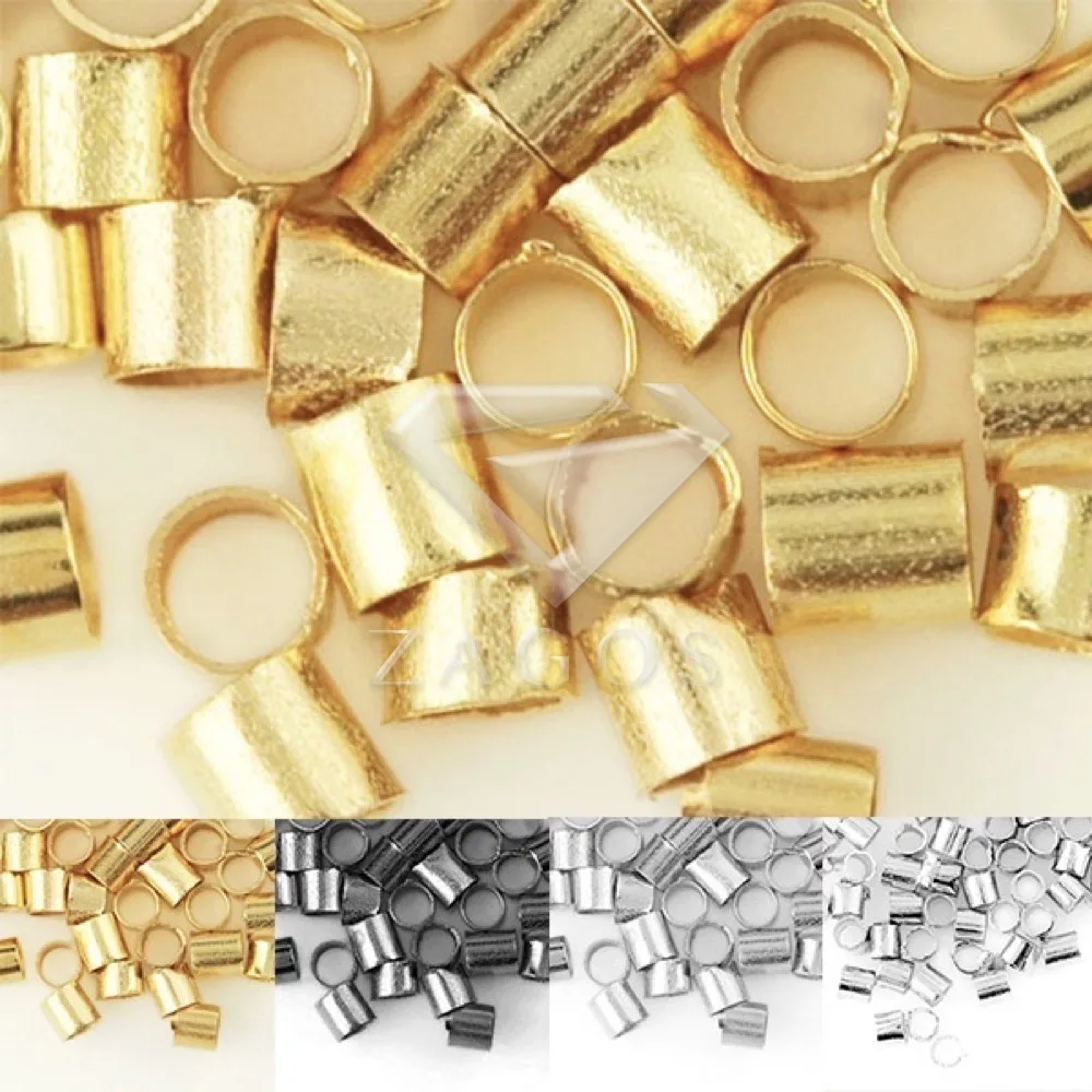20g Approx 700Pcs Brass Tube Crimp Bead 2x2mm Jewelry Findings Fit DIY