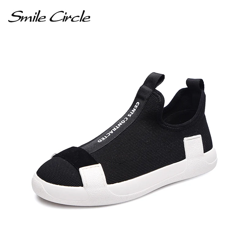 

Smile Circle Slip-on knite Sneakers women Fashion sock Flat casual shoes Women Lightweight Outdoor Sneakers for women Flats 2018