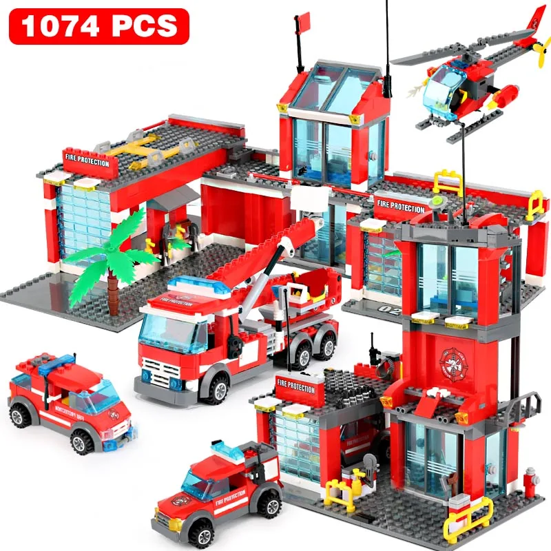 1123 шт пожарная станция, Классическая модель, блоки, городское строительство, строительный блок, технические кирпичи, развивающие игрушки для детей, подарок - Цвет: 1074PCS