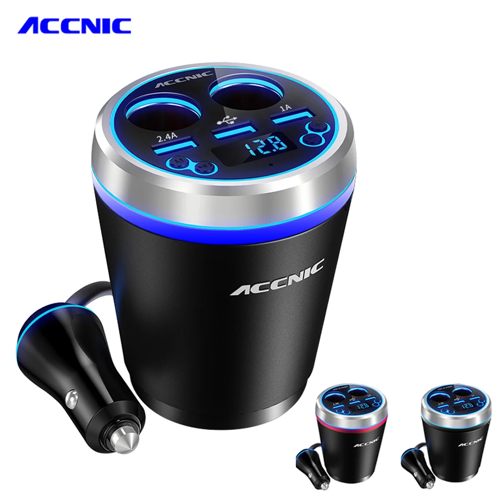 

ACCNIC C1 HandsFree FM Transmitter USB Car Kit Cigarette Lighter Splitter Adapter USB Car Bluetooth Micro TF SD Music MP3 Player