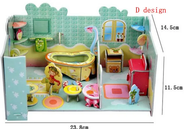 4 шт./лот 3D Детские игрушки головоломка спальня кухня гостиная ванная комната бумажный Набор для моделирования игрушки подарок для детей DIY головоломка