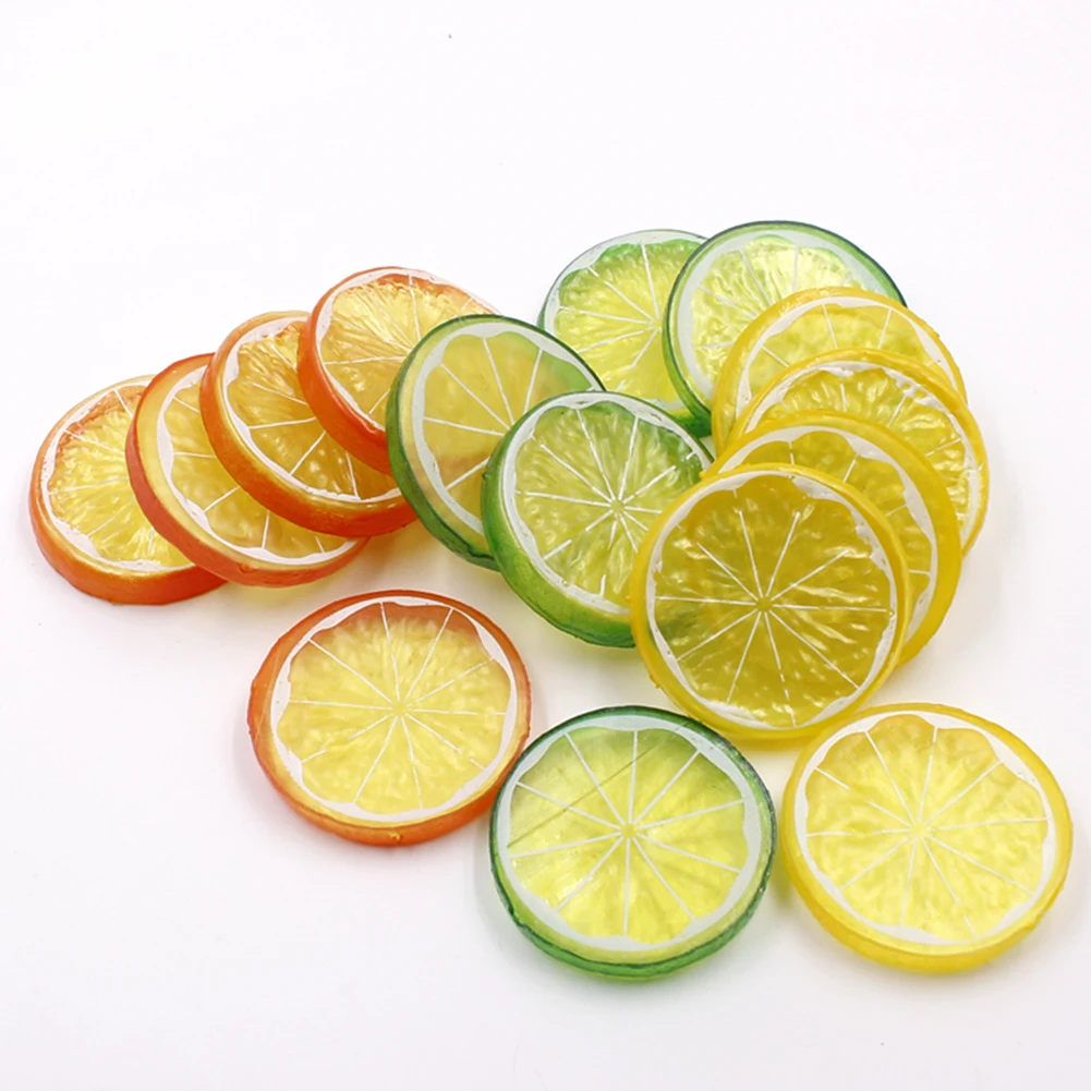 

10pcs Fake Lemon Slice Artificial Fruit Simulation Lifelike Model for Home