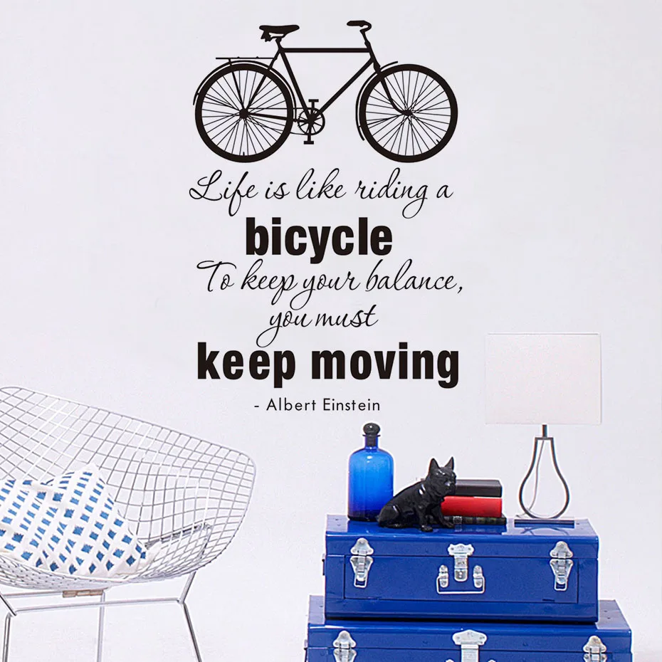 Life Is Like Riding A Bicycle Quote Bike Wall Sticker DIY Cycling Words Vinyl Bike Wall Art Decal Sticker Mural Home Decoration in Wall Stickers from Home