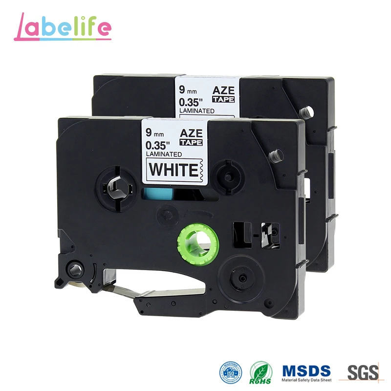 Labelife 2 Pack 9mm*8m TZe 221 Compatible for Brother P Touch Laminated Tze Label Tape Cartridge