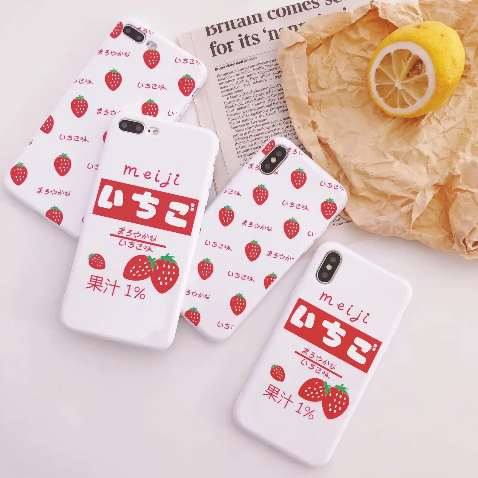

For iPhoen 8 Fashion Fruit Pattern Strawberry Candy TPU Solf white Cover Phone Case For iPhone 6S 7 8 Plus X Fashion Capa Funda