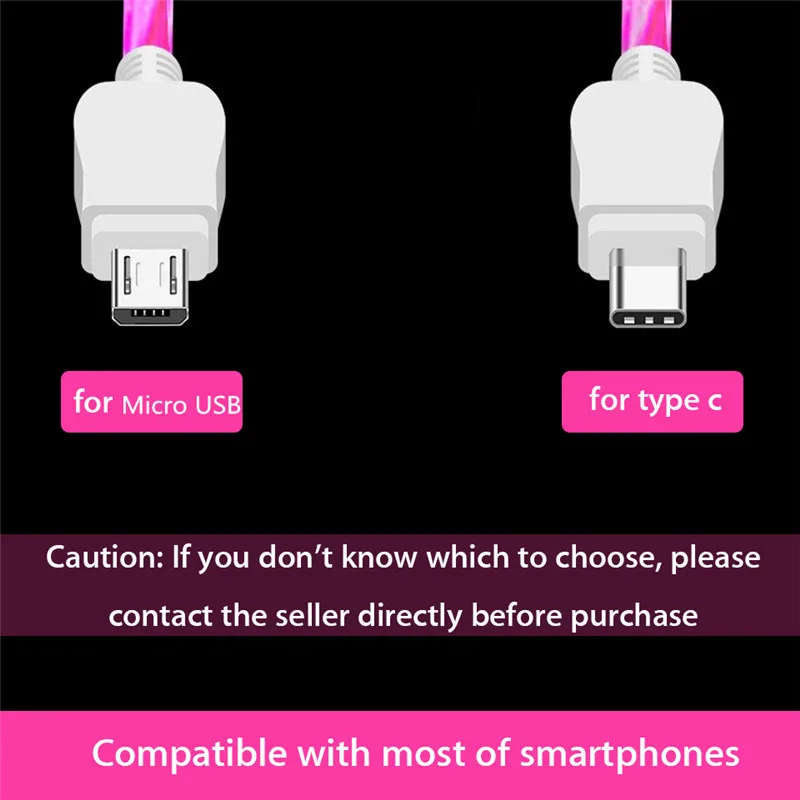 Светящийся зарядный кабель Micro USB Type C 1 м со светодиодной подсветкой для Samsung Galaxy A50