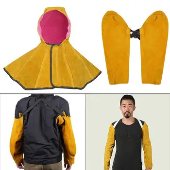 

Cowhide Welding Cap Soldering Protector Leather Hooded Hat Welding Work Safety Protective Caps