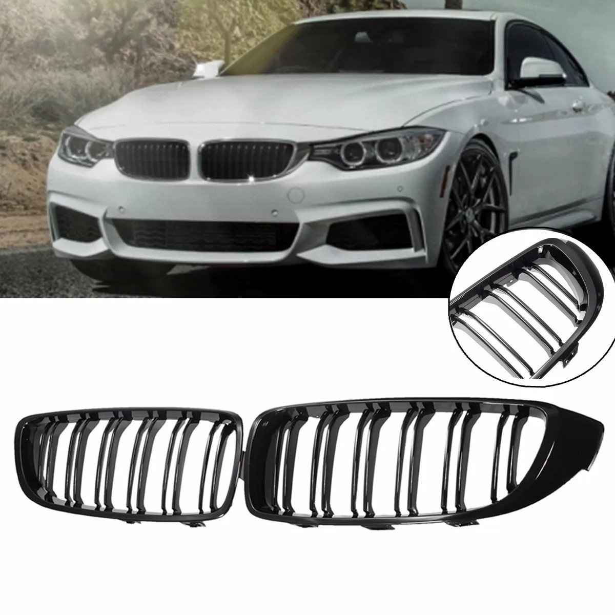 

Pair Front Car Hood Kidney Sport Grills Grille For BMW F32/F33/F36 4-Series 2013 2014 2015
