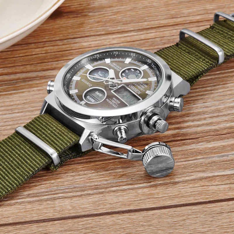  Men Watches Luxury OHSEN Military Sports Watches Digital Canvas Strap Watches Men High Quality Xfcs