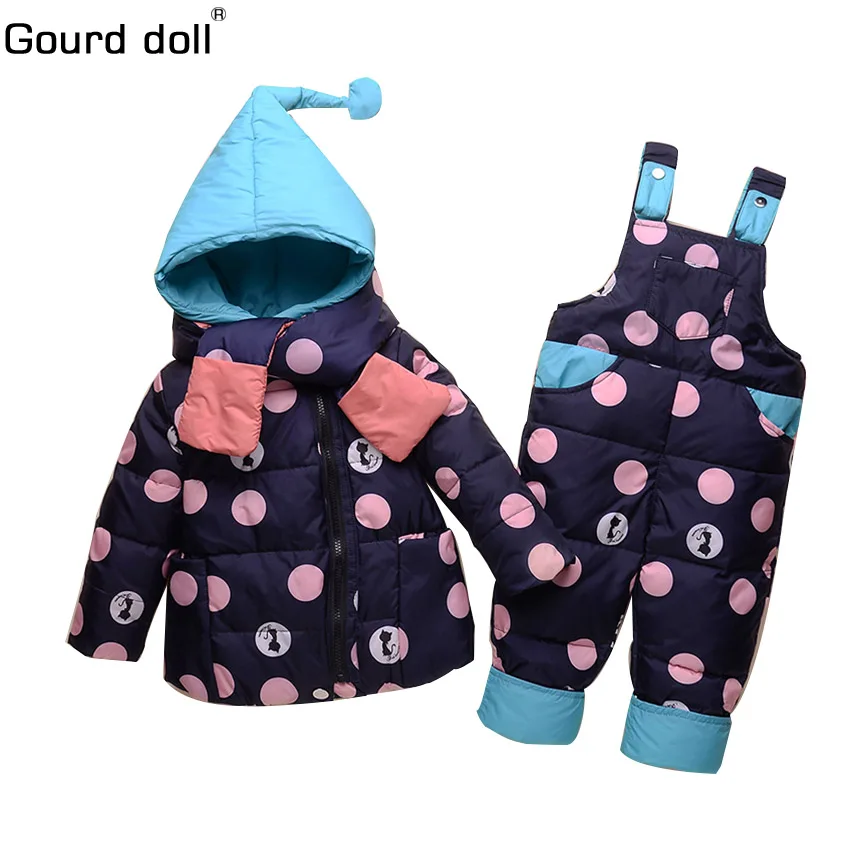 Baby girls boys winter outerwear coats clothing set kid thicken down snow wear overalls infant jumpsuit snowsuit down & parkas