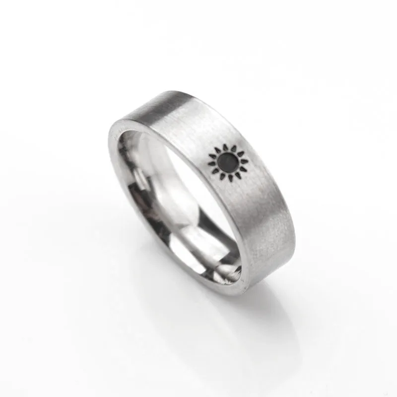 Sun And Moon Simple Ring Couples Rings Set For Him And Her Promise Rings For Stainless Steel Gift Lovers Rings