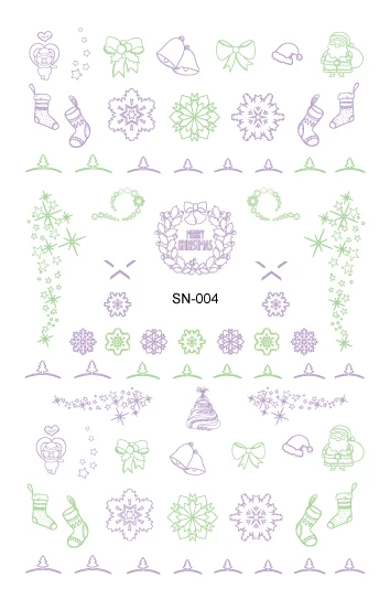 SN светящиеся серии, новинка, наклейки для нейл-арта, Типсы, украшения ногтей, обертывания, Harajuku, веселое Рождество, музыка, маникюрные наклейки - Цвет: SN-004