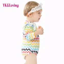 YK & Loving/осенний Детский комбинезон с длинными рукавами для девочек, одежда в полоску для девочек, одежда для новорожденных девочек с