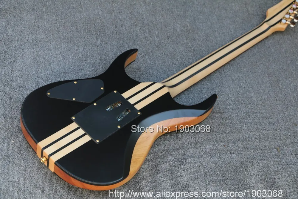 Высокое качество 6 струн гитара ebony Top thru neck double tremolo электрическая с floyd rose