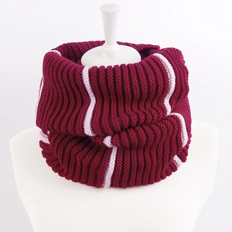 VISROVER Free Shipping Kniited Scarf Lic Winter Women Round Scarfs Infinity Snood Ladies Stripe Ring Loop Scarf  Unisex Circle  (25)