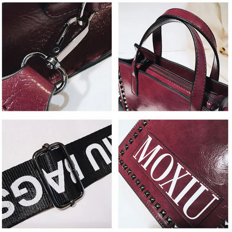 Beste Diinovivo Punk Klinknagel Designer Vrouwen Tas 2019 Pu Lederen Handtas Fashion Reizen Brief Tote Crossbody Schoudertas WHDV1008
