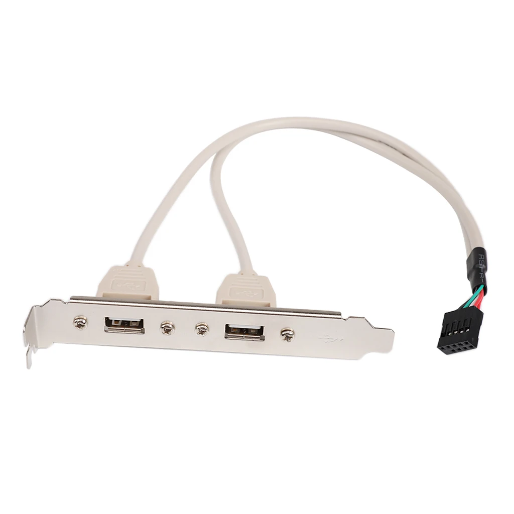 2Port USB2.0 Rear Panel Expansion Bracket to Motherboard USB Header Cable