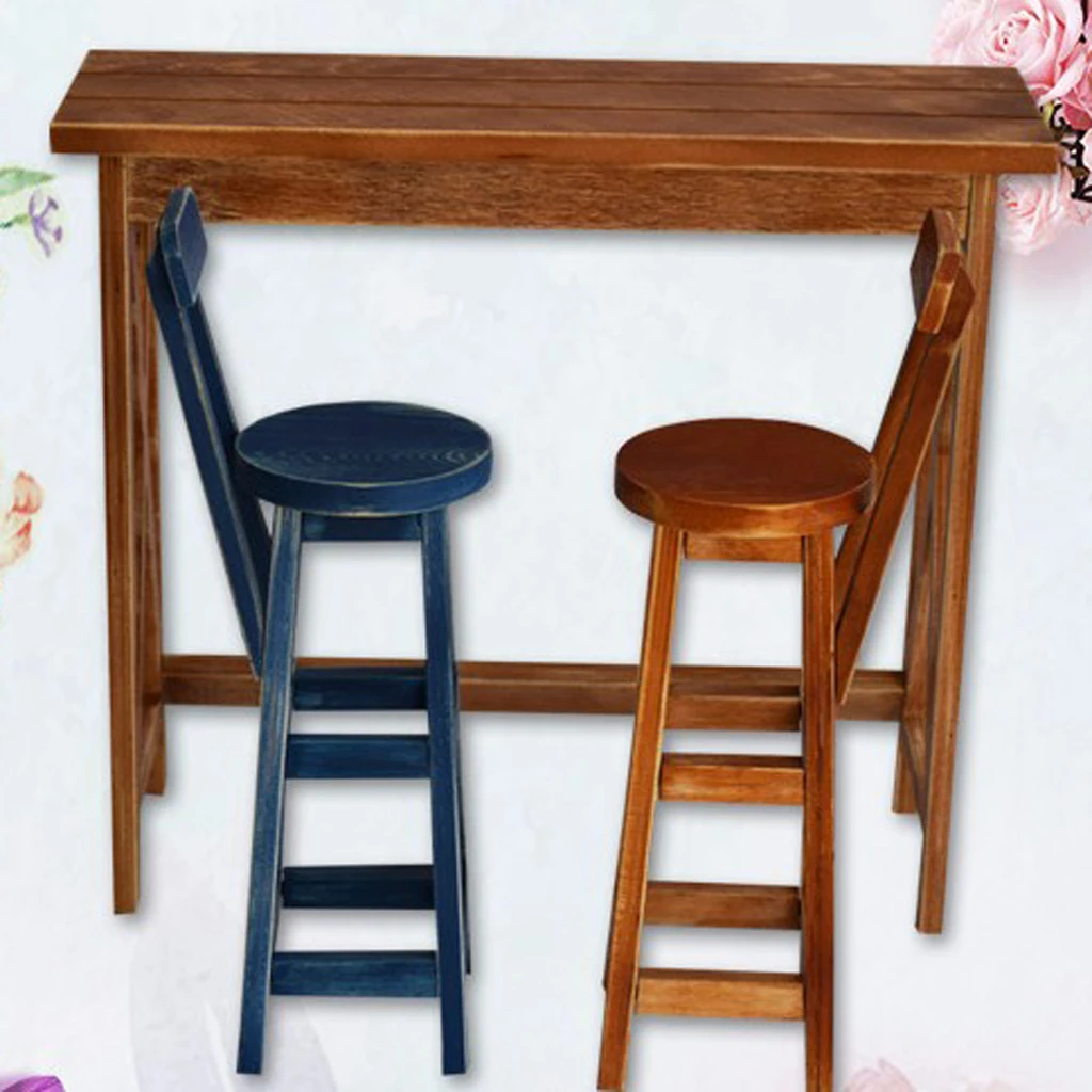 

Miniature Wooden Bar Table Chair Furniture for 1/4 BJD Tonner Doll
