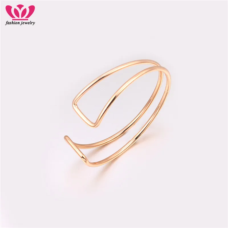 

Simple Rose Gold Color Bangles & Bracelets Double lines Tiny Bracelet For Men and Women Best Gift Hot Sale Christmas Jewelry