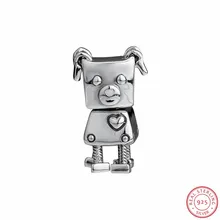 925 пробы Серебряный Бобби бот подвеска-талисман в виде собаки движущиеся ноги хлопающие уши Fit Браслет подвес Пандора DIY для женщин ювелирных изделий FL887