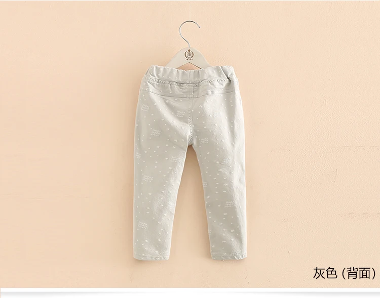 2018 3-12T Years Kids Children Cotton Solid Color Star Print Basic Elastic Capri Little Girl Tight Pants Spring Autumn Trousers (6)