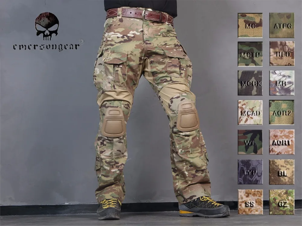 

Men Military Hunting BDU Pants EMERSON Combat G3 Tactical Pants with Knee Pad Multicam Black AOR Woodland