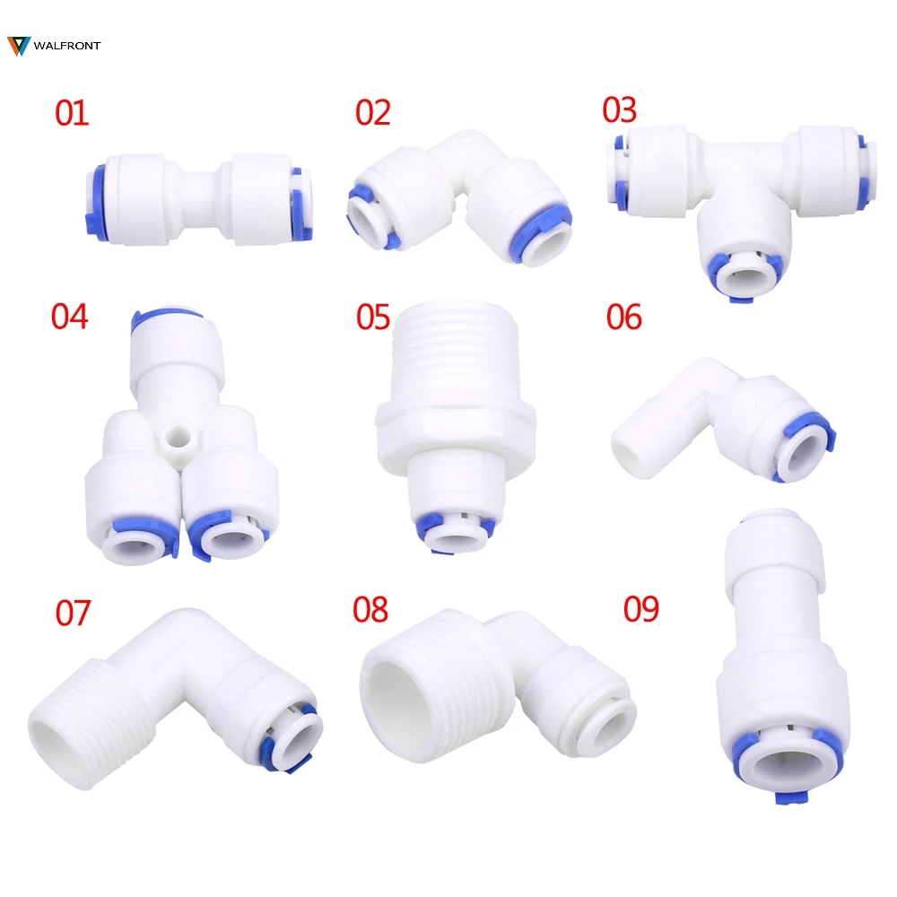

OD Hose Tube Quick Connection Type T RO Water Connector Reverse Osmosis Aquarium System Plastic Tee Wye Y-shape Pipe Fittings