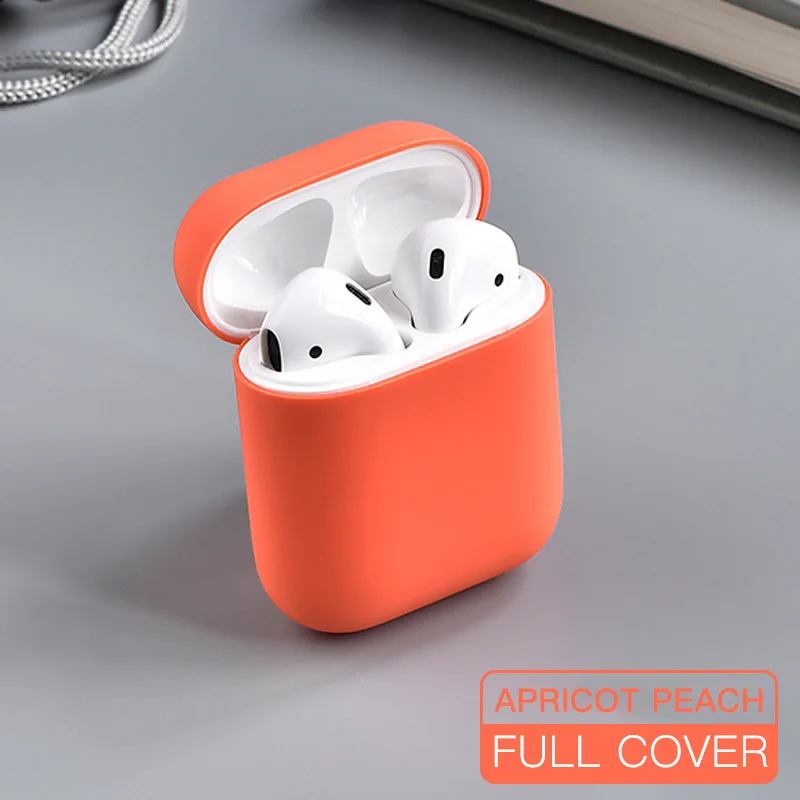 Peach Чехол для наушников Apple AirPods 1 2 силиконовый чехол беспроводные наушники Air Pods Чехол защитный для AirPod Тонкий чехол - Цвет: Peach