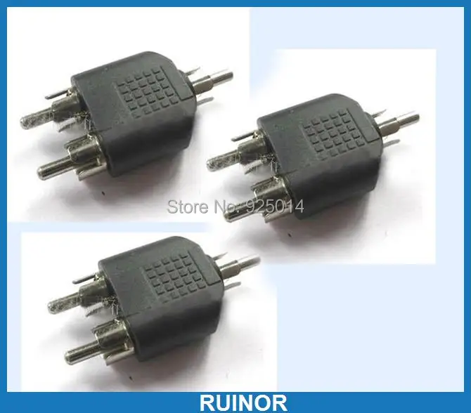 

50 PCS RCA Male to 2 Male RCA socket Audio Splitter Converter Video audio