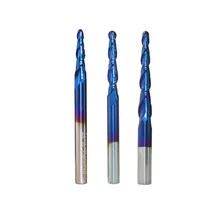 1pc 4mm/6mm/8mm Shank Blue Coated 2 Flute Tapered Ball Nose End Mills Tungsten Steel CNC Milling Cutter Engraving Router Bit d10 75 15 2t high hardness cermet milling cutter machining cast iron and stainless steel 2 flute end mills straight shank tools