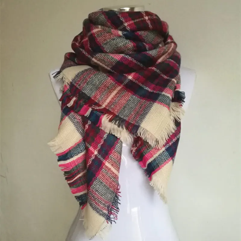 New Za Winter Children s Cashmere font b tartan b font plaid Scarf Kids scarves Boys