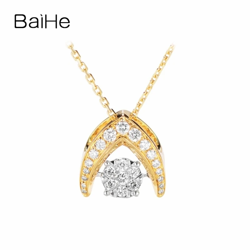 BAIHE Твердые 18K Белое/желтое золото 0.23ct H/SI натуральные бриллианты женские модные