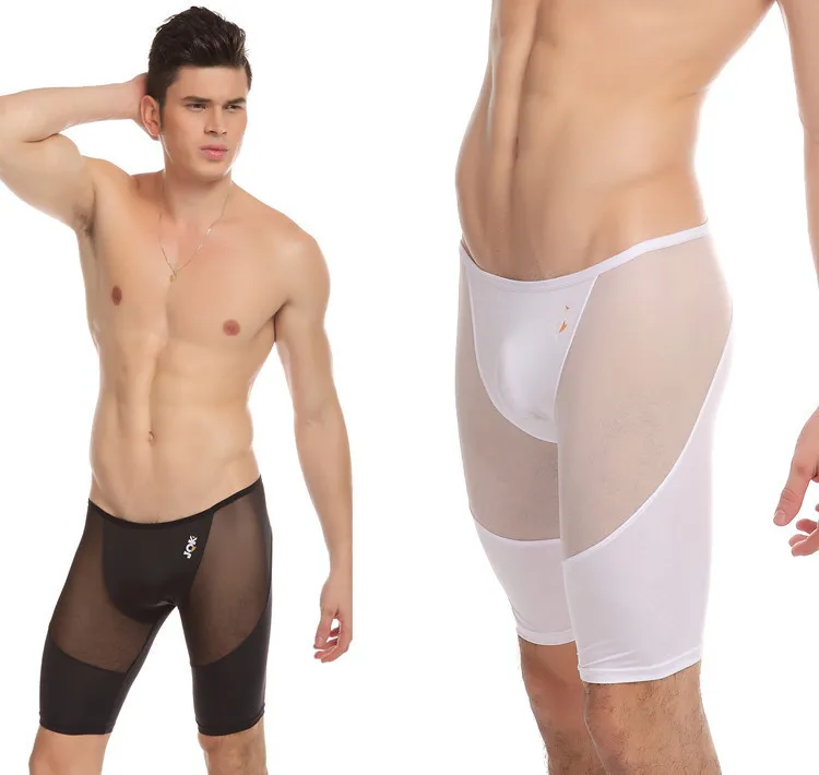 

2016 New sexy Male Transparent Capris Men Tight transparent Pants men Mesh Capris
